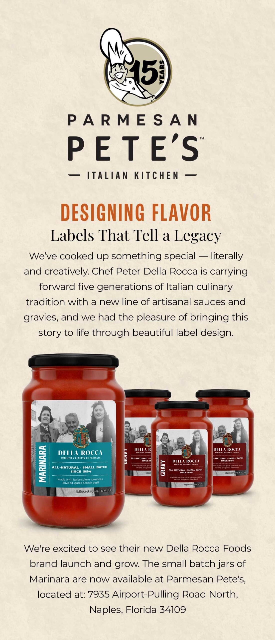 Parmesan Pete's Designing flavor, labels that tell a legacy